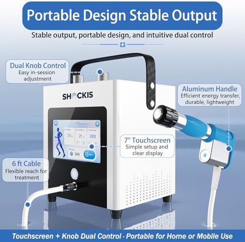 Shockwave Therapy Machine, Shockwave Therapy Device, FSA/HSA Eligible ESTW Machine, Shockwave Therapy Machine for Pain Relief Therapy, Hip Pain Relief, Portable Shockwave Machine