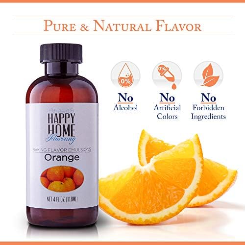 Happy Home Flavoring Natural Orange Baking Flavor Emulsion - Certified Kosher, 4 oz.