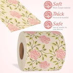 2 Rolls Floral Toilet Paper - Rose Flower Print Toilet Tissues Decorative Bathroom Tissue Hand Towel Napkins for Wedding Birthday Christmas Tea Party Favors Dinner Bridal Shower Baby Shower