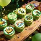 48Pcs Edible St Patrick's Day Cupcake Topper Wafer Paper Lucky Four Leaf Clover Cupcake Toppers Picks for St Patrick's Day Party Irish Holiday Party Decorations