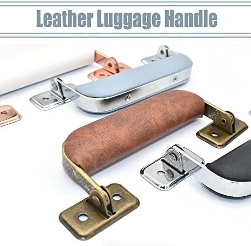 Luggage Handle Leather Handle Vintage Style Replacement Strap Handle Suitcase Pull Handle for Trunk Handbag Briefcase 2pcs (Brown Bronze)