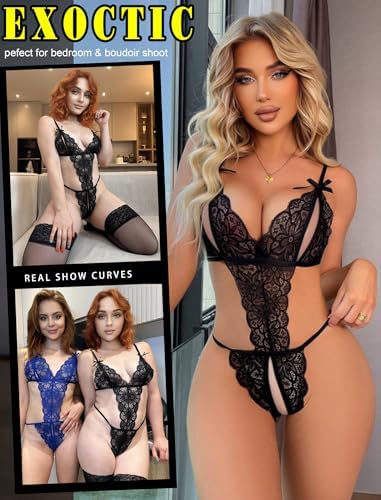 Avidlove Women Lingeries Deep V Teddy Lingerie Sexy Lace Bodysuit One Piece Mini Babydoll