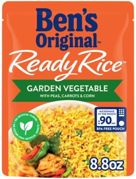BEN'S ORIGINAL Ready Rice Garden Vegetable Flavored Rice, Easy Dinner Side, 8.8 oz Pouch (Pack of 6)