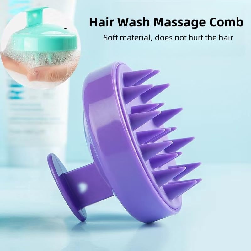 Hair Scalp Massager Shampoo Brush, Scalp Scrubber with Soft Silicone Bristles, Both Wet Dry Hair (Purple)