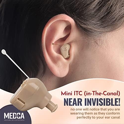 Hearing Amplifier Set - Mini ITC (In-The-Canal), In Ear Personal Hearing Amplification and Digital Sound Enhancer PSAD (Pair) Extra Small Upgraded Second Generation Design by MEDca