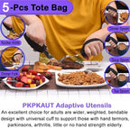 Adaptive Utensils for Parkinsons Patients Elderly, Weighted Utensils for Hand Tremors, Parkinsons Eating Utensils for Disabled People, Weighted Silverware for Hand Tremors Arthritic Hands