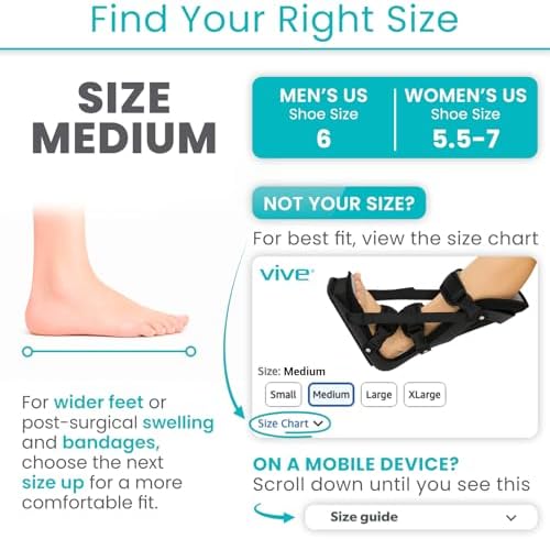 Vive Plantar Fasciitis Night Splint for Men & Women - Stabilizer Brace Relieves Inflammation - Foot Support Boot Features Adjustable Hook and Loop Straps for Achilles Pain Relief