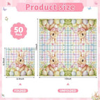 NatNarr 50 Pcs Easter Paper Napkins, 6.5 x 6.5 Inch Cute Bunny Napkins Disposable Pastel Plaid Eggs Easter Cocktail Napkin for Decoupage, Spring Party, Baby Shower