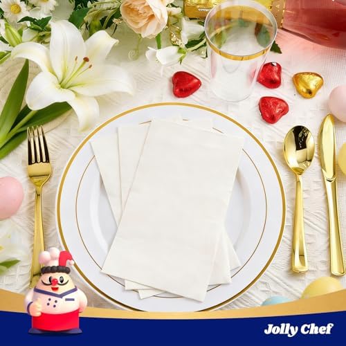 100 Pack Paper Napkins Guest Towels Disposable Premium Quality 3-ply Dinner Napkins Soft, Absorbent Paper Hand Towels for Party, Kitchen, Dinners or Events (White)