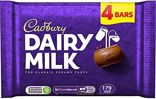 Cadbury Dairy Milk Chocolate 4pk Bar from the UK (Single Pack) 108.8g