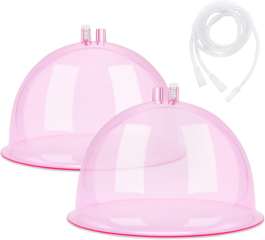 weiwei Buttock Vacuum Therapy Cups L Butt Shape Suction Cups 180ml Vacuum Cupping Machine Accessories with Y Type Hose for Buttock Lift,Body Massage (Pink-1 Pair)