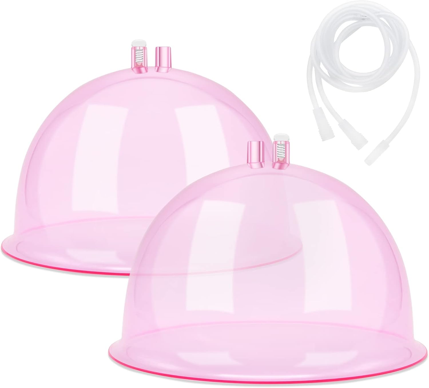weiwei Buttock Vacuum Therapy Cups L Butt Shape Suction Cups 180ml Vacuum Cupping Machine Accessories with Y Type Hose for Buttock Lift,Body Massage (Pink-1 Pair)