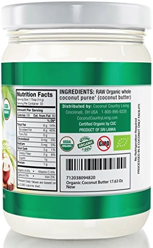 Organic Coconut Butter 2 Pack 17.63 oz each Stone Ground Pureed w/E-Book of Organic Gourmet Keto Paleo Friendly Recipes