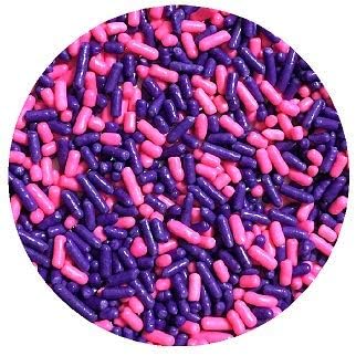 Pink and Purple Princess Cake Pop Cookie Cupcake Cakes Semi-Sweet Edible Confetti Decorations Sprinkles Desert Jimmies Toppers 6oz Bag