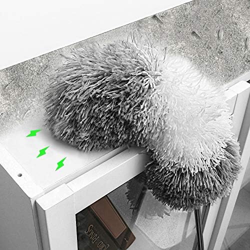 BOOMJOY Microfiber Feather Duster with Extendable Pole and Bendable Head, 100" Telescoping Duster for Cleaning Ceiling, Fan, Furniture