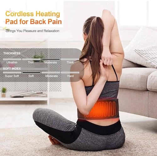 Heated Waist Belt,Heating Pad for Low Back and Belly, Women’s Cordless Heating Belt for Period Cramps - Rechargeable & Slim Design