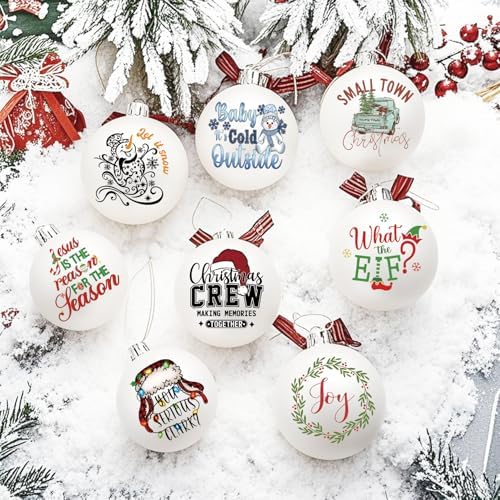 Christmas Decals Stickers for Crafts Vinyl Merry Christmas Word Oranment Decal UV DTF Xmas Ornament Decals for Winter Holiday Ball Glass Cups Jars Wood Decor(joy35)