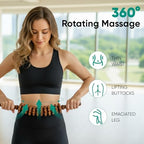 Wooden Massage Tools, Manual Fascia Roller, Cellulite Massage Wooden Muscle Roller Stick for Waist and Thigh, Curved Therapy Massage Roller Tools, Includes Wooden Massage Comb