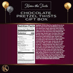 KREMERY Creamy Chocolate Cravings - Birthday Treats Chocolate Covered Pretzel Twists Gift Basket with Candied Toppings (12 Pretzels) Sweets Treats in Sectional Gift Box + Greeting Card, Kosher