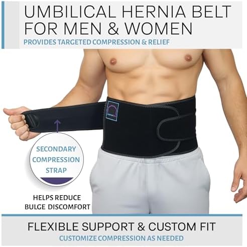 Abdomencare Umbilical Hernia Belt PRO for Men & Women – Adjustable Abdominal Hernia Support Binder w/ 2 Compression Pads & Extra Compression Strap - Umbilical, Abdominal, Post Surgery Hernias - L/XL