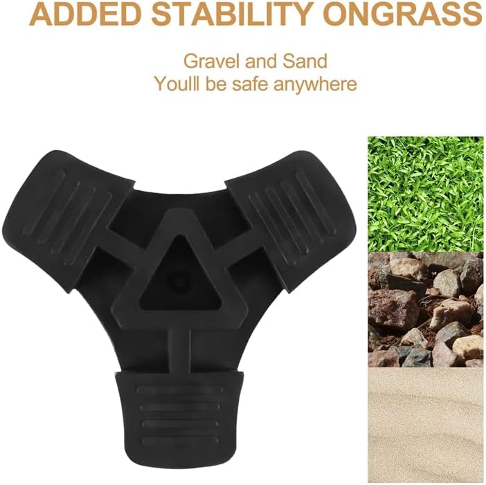 2X Walking Stick End Tripod Cane TIP Self Standing Rubber Non-Slip End Bottom