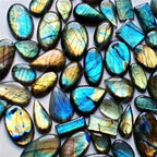 10Pcs Natural Labradorite Crystal Pendant Polished Stone Healing Palm Irregular Stones Rainbow Healing Meditation Birthday Gifts AL-10PCKIT