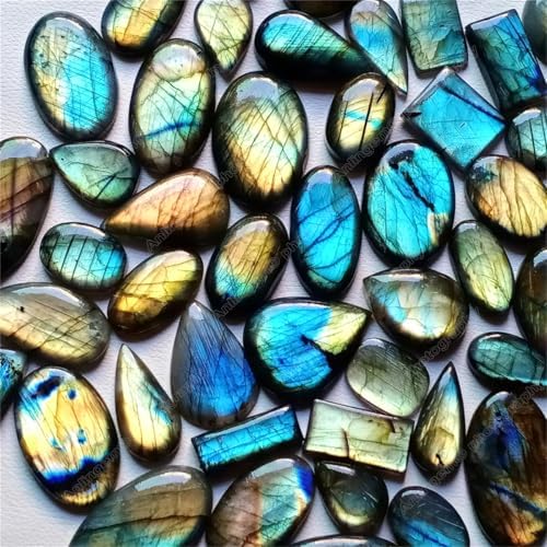 10Pcs Natural Labradorite Crystal Pendant Polished Stone Healing Palm Irregular Stones Rainbow Healing Meditation Birthday Gifts AL-10PCKIT