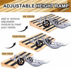 2" 3" 5" Rise Wooden Threshold Ramp for Home Steps, 35.4" x 27.9" Front Door Entry Ramp with Non-Slip Stripes Six-Section Splicing Adjustable Size for Wheelchair Doorways Cart Scooter, 800lbs