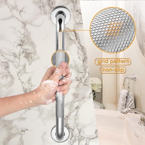 Grab Bars for Shower, 12-Inch Anti Slip Shower Handles for Elderly, Safety Shower Grab Bar, Stainless Steel Handicap Grab Bars for Bathroom(Silver)