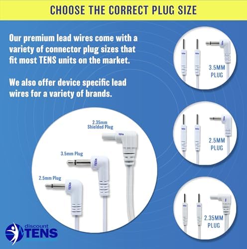 DISCOUNT TENS Brand - Tens Lead Wires, 2.5mm mini-Plug to Two 2mm Pin Connectors (Pack of 2)
