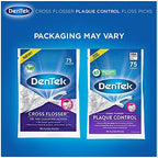 DenTek Cross Flosser Plaque Control Floss Picks, X-Shaped Floss, 75 Count, 3 Pack