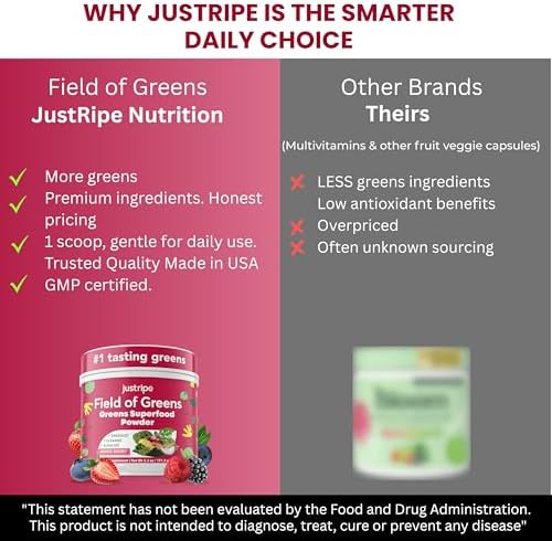 Field of Greens - Greens Powder Organic Daily Super Greens Powder Drink with Moringa Spirulina Wheat Grass Barley Grass Lemon Beet Root for Daily Nutrition - 28 Scoops (Mixed Berry Flavor)