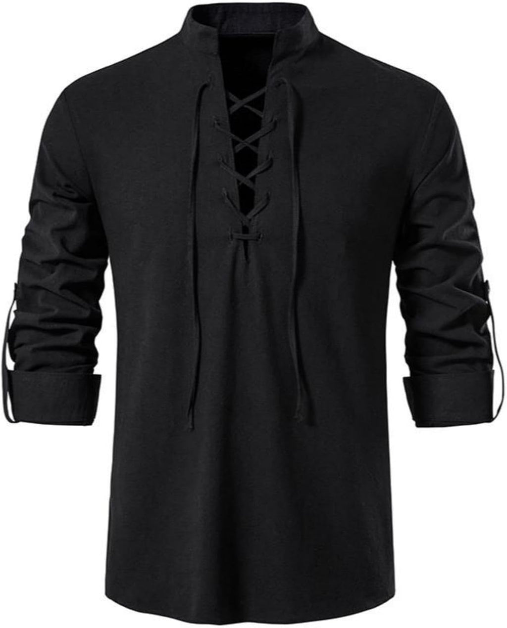 Men's Long Sleeve Shirts Retro Style Lace up for Medieval,Viking,Hippie Halloween Cosplay Pirate Renaissance Costume