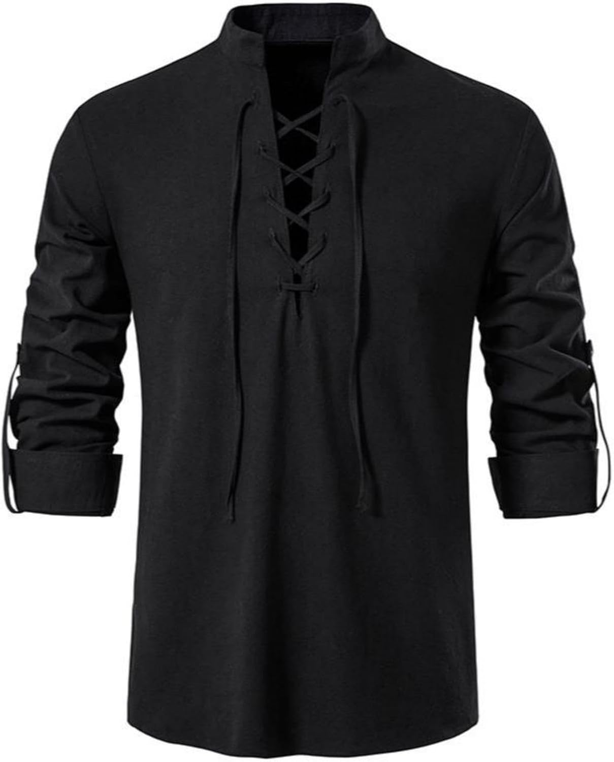 Men's Long Sleeve Shirts Retro Style Lace up for Medieval,Viking,Hippie Halloween Cosplay Pirate Renaissance Costume