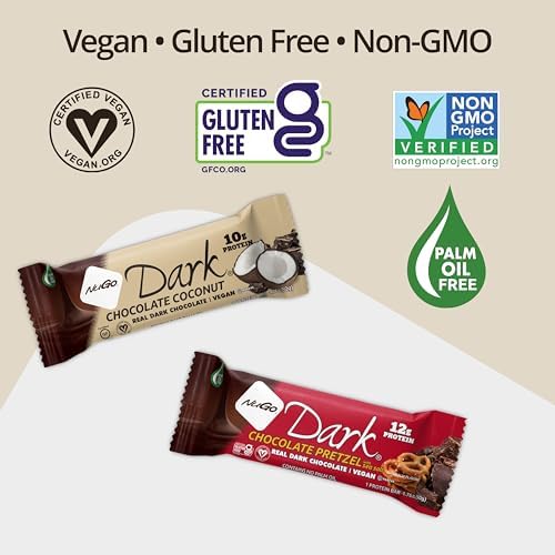 NuGo Dark Chocolate Pretzel with Sea Salt, 12g Protein Bar, Vegan, Gluten Free, Non-GMO, Kosher Pareve, 24 Count