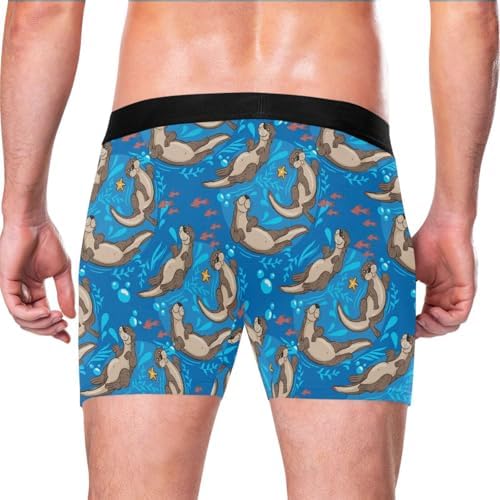 Men's Boxer Briefs Soft Comfort Stretch 4 Inch Inseam Underwear with Fly