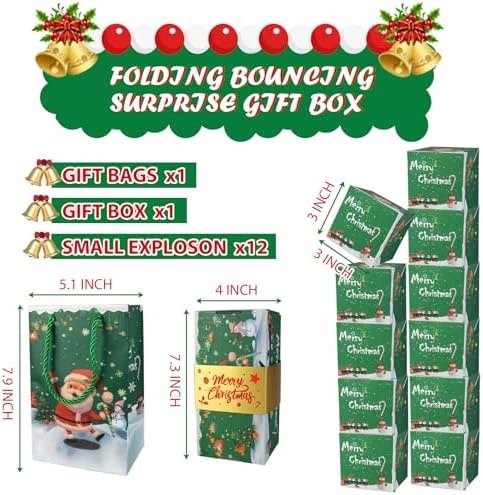 AMIITRY Surprise Gift Box Explosion, Money Surprise Box Gift Boxes, Christmas Folding Bouncing Money Gift Boxes for Christmas Anniversary, 12 Bounces (Green)
