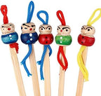 uxcell 5 Pcs Ear Bamboo Pick Cleaner, Cute Doll Head Ear Spoons Wax Remover for Children Adult, Portable Removal Cleaning Tool for Ear Care