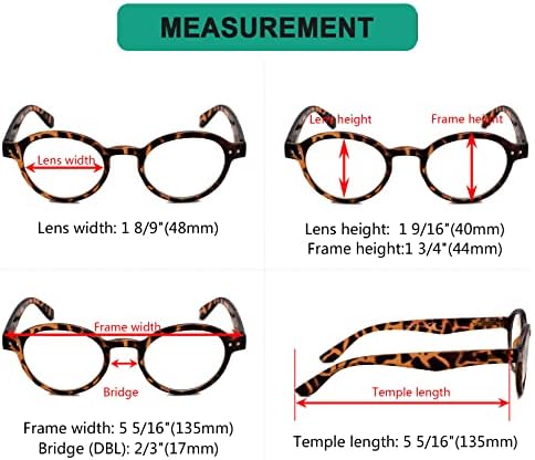 Eyekepper 5-pack Spring Hinges Round Retro Readers Reading Glasses Tortoise +1.00