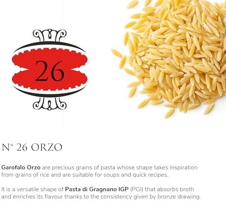 Garofalo - Premium Durum Wheat Semolina Orzo Pasta Italian Made, Bronze-Drawn, Al-Dente, One-Ingredient Pasta (4 pack)