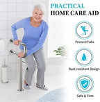 Toilet Support Rail 23.4X 28 Inch, Munzong Anti-Slip Satin Brushed Nickel Handicap Grab Bar for Bathroom, Stainless Steel Knurled Safety handrails with Leg for Elderly Disabled Pregnant-1.25’Tube