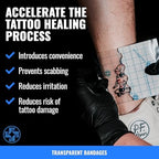 Saniderm Tattoo Aftercare Bandage 3 Sheets (Medium Pack, 6 in x 8 in) – Convenient, Faster Tattoo Healing and Protection – Sterile, Waterproof, and Latex-Free