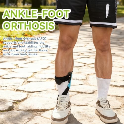 Komzer AFO Drop Foot Brace, Adjustable Ankle Support Orthosis for Stroke Recovery & Daily Mobility, Lightweight Orthotic Device for Men & Women, Fits Inside Shoes (M, Left)