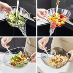 Multi-functional Drain Basket - 2024 New Fruit Cleaning Bowl with Strainer Container, Kitchen Sink Food Catcher Drainer Rinser Vegetable Washing Filter over the Colander (1PC, Clear)