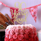 90 Years Loved 90th Birthday & Anniversary Cake Topper, Glitter Photo Decoration Props