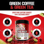 EVL BCAAs Amino Acids Powder - BCAA Energy Pre Workout Powder for Muscle Recovery Lean Growth and Endurance - Rehydrating Post Workout Recovery Drink with Natural Caffeine - Cherry Limeade