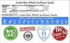 Gerbs Jumbo Raw Whole Sunflower Seeds 2 lbs. | No Artificial Additives, Shell-On, Resealable Bag | Crack-and-Eat Crunchy Snack | Top 14 Allergen-Free