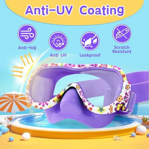 iGym Kids Swim Goggles, Snorkel Mask Diving Mask Swimming Goggles with Nose Cover and Elastic Straps Cover & Mesh Bag