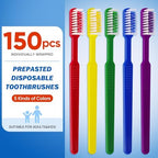 Navona 150 PCS Prepasted Disposable Toothbrushes with Toothpaste, Premium Bulk Toothbrushes Individually Wrapped, Single Use Bulk Toothbrush for Travel, Guests, Hotel, Camping