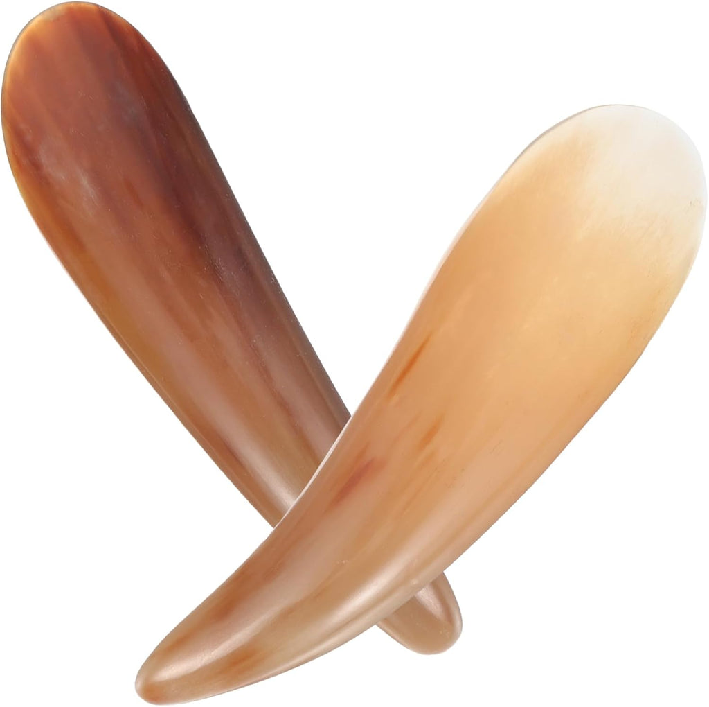 minkissy 2Pcs Natural Buffalo Horn Scraping Tools Multi Function Massage Scrapers for Face Body Durable Safe for Relaxation and Skin Elasticity Improvement